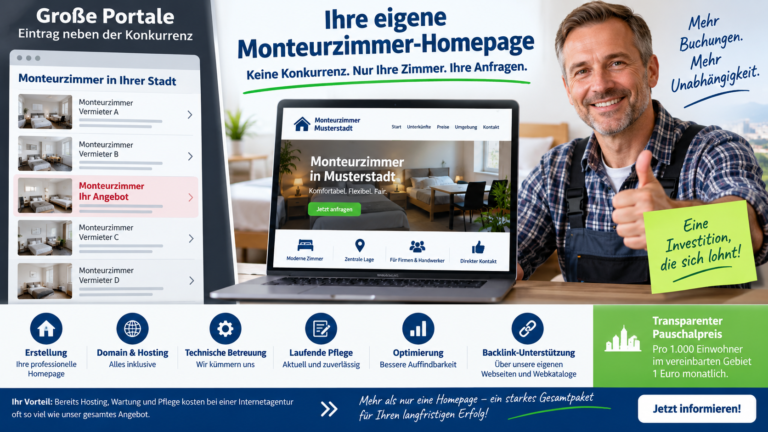 Monteurzimmer Vermieter Homepage