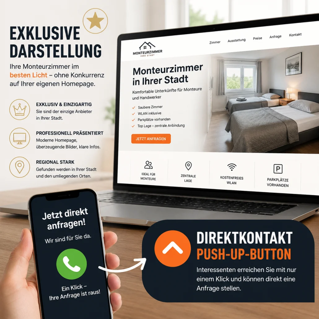 Homepage für Monteurzimmer Vermieter